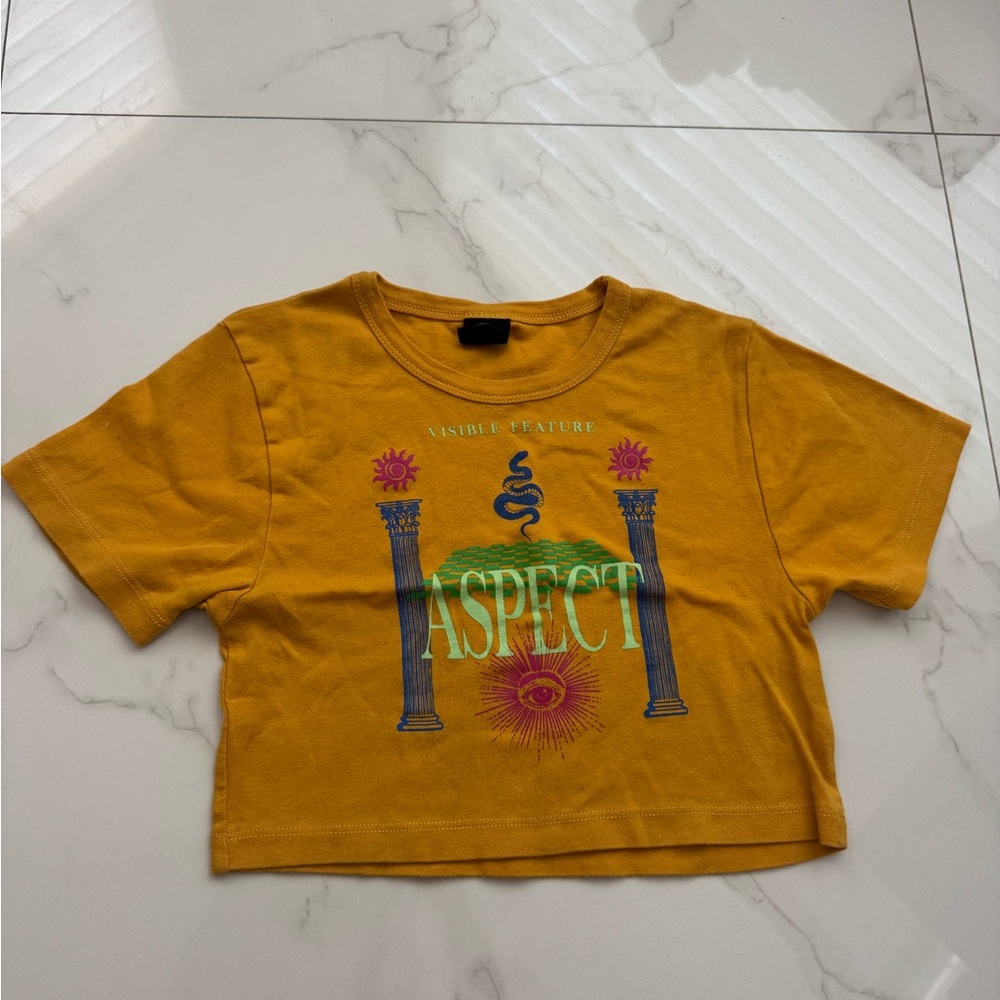 Urban Outfitters Yellow Graphic Crop Top